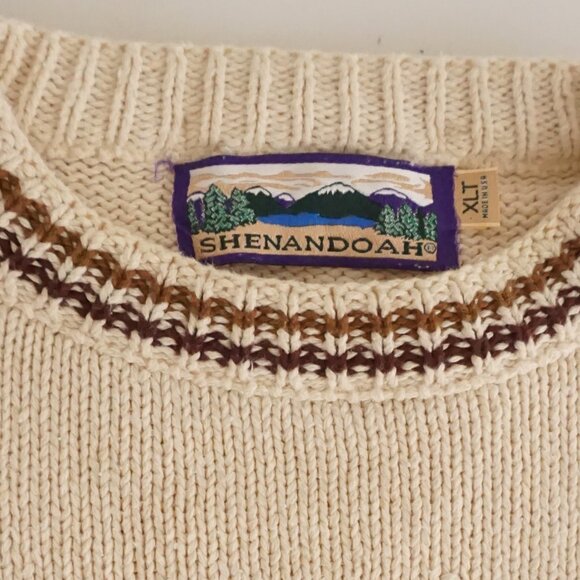 Vintage Shenandoah Sweater Cream Embroidered Geese Cabin Knit Rustic Outdoors XL - Picture 6 of 6